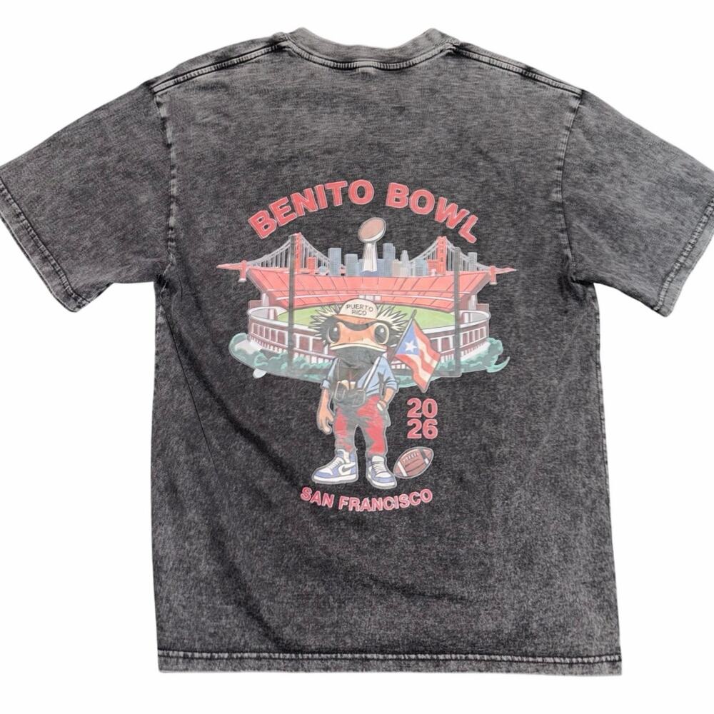 Bad Bunny Benito Bowl 2026 San Francisco Graphic T-Shirt Men S Gray Mineral Wash